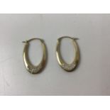 9ct Gold Drop Earrings with White Stones - L2.5cm
