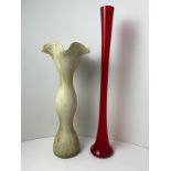 2x Coloured Glass Vases - Tallest 61cm High
