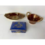 2x Crown Devon Fielding Dishes and Carlton Ware Trinket Box