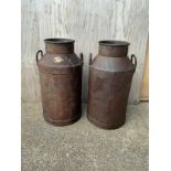 Pair of Steel Milk Churns