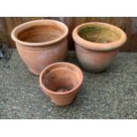 3x Terracotta Pots