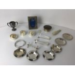 Silver Plated/White Metal Collectables - Pin Dishes, Tongs and Napkin Rings etc
