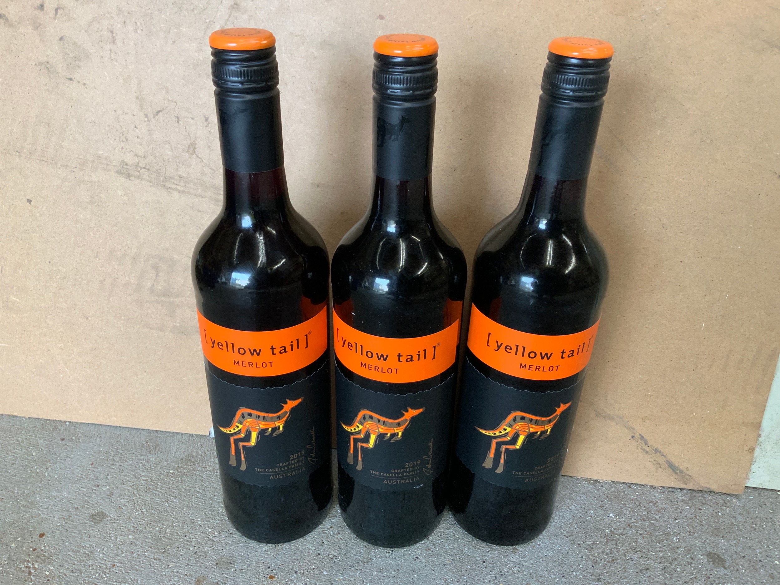 Wine - 3x Bottles of Yellow Tail Merlot