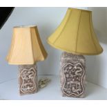 Pair of Retro Pottery Lamps Depicting Dragons