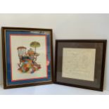 2x Framed Cross Stitch Pictures