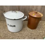 Enamel Flour Bin and Other