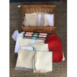 Hamper and Contents - Large Quantity of Cross Stitch/Embroidery Fabric