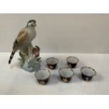 Bird of Prey Ornament and 5x Oriental Cups