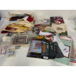 Large Quantity of Cross Stitch/Embroidery Fabric, Kits and Other Accessories