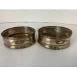 Pair of Georgian Crested Silver Plated Wine Coasters 12cm Diameter