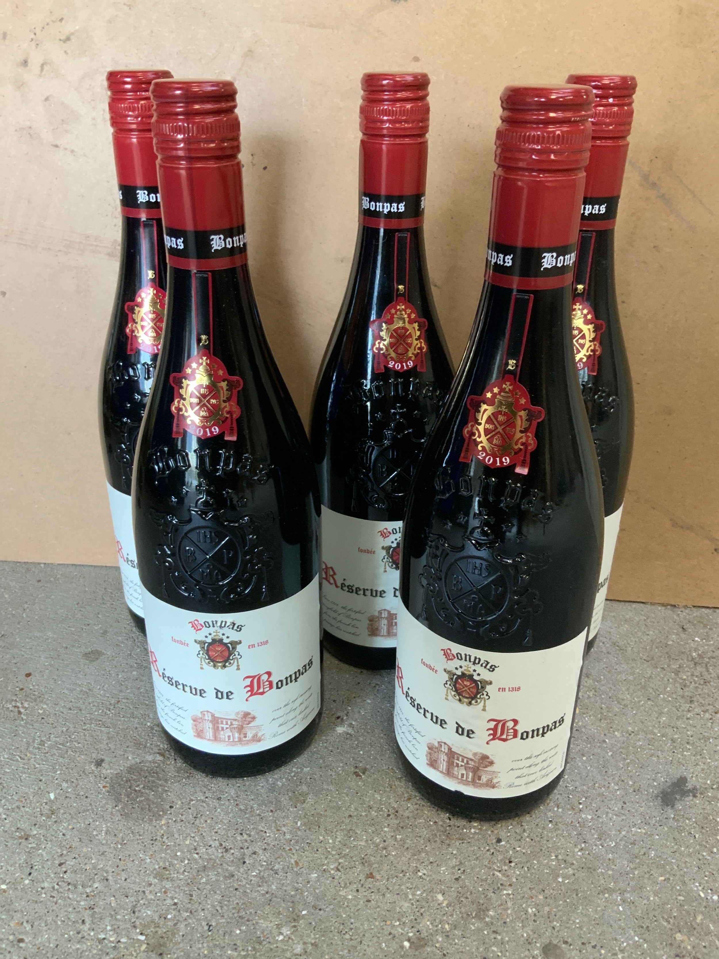Wine - 5x Bottles of Cotes-du-Rhône Bonpas