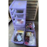 Four Drawer Storage Trolley and Contents - Beads