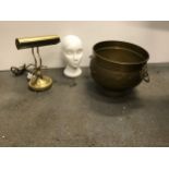 Copper Planter, Brass Effect Lamp and Foam Head