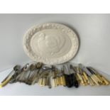 American Serving Platter and Quantity of Cutlery