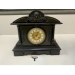 Slate Mantel Clock with Key