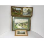 Selection of Pictures - Gilt Framed Iron Bridge plus 2x Others - Framed Early Summer at Robbers