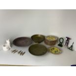 Decorative Brass Bowls and Set of Chinese Plates etc