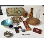 Vase, Treen Ice Bucket, Vintage Pinball, Stole, Old Bottle and Glass Dish etc