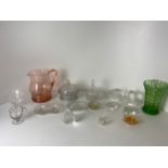 Pink Glass Water Jug, Commemorative Lidded Bowl and Other Glassware