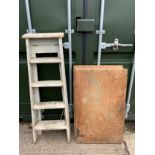 2x Pasting Tables and Wooden Step Ladder