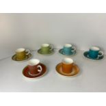 6x Wedgwood Susie Cooper Design Coffee Cups