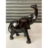 Large Heavy Wooden Elephant (No Tusks) - 64cm at Highest Point (Repair to Leg)