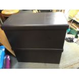 2x Collapsible Faux Leather Storage Boxes - L80cm x W40cm