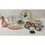 Portmeirion Plate, Decanter, Various China and Cigarette Case