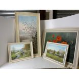 4x Oil on Canvas Pictures by Muriel England