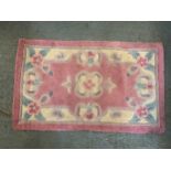 Small Chinese Rug - Pink Ground - 74cm x 46cm