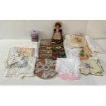 Table Linen, Decorative Tiles and Old Doll etc