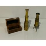 W. Ottway & Co Ltd Cased Mini Telescope and Brass Mini Microscope