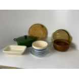 Le Creuset Casserole Dish, Treen Bowls and TG Green Bowl etc