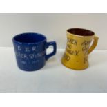 2x Brannam Jubilee Mugs 1952 - 1977, 1910- 1935