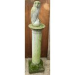 Concrete Owl on Pedestal - 122cm High