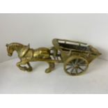 Heavy Brass Horse and Cart