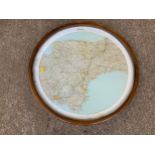 Framed Devon Map in Circular Frame - 63cm