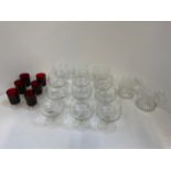 Vintage Red Glasses, 12 x Large Wine Glasses, 2 x Dartington Glass Tankards
