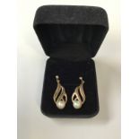 Pair of 9ct Gold and Pearl Drop Earrings