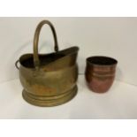 Brass Coal Scuttle and Brass Pot