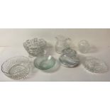 Cut Glass Bowls, Water Jug and Marble Cheese Dish etc