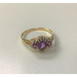 9ct Gold Diamond and Amethyst Ring - Size P