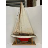 Vintage Wooden Pond Yacht - 50cm Long