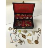 Jewellery Box and Contents - Costume Jewellery