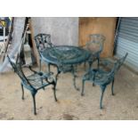 Painted Metal Garden Table and 4x Chairs