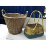 Vintage Shopping Basket and Log Basket
