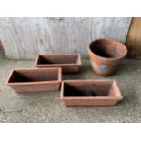 3x Terracotta Planters and Terracotta Pot