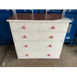 Victorian Painted Pine Chest of Two over Three Drawers - 113cm W x 56cm D x 100cm H