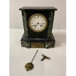 Slate Mantel Clock with Pendulum and Key