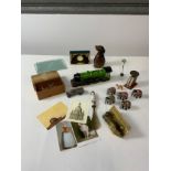 Collectables - Clock, Train Money Box, Miniature Decorative Ornaments, Brass Knocker, Postcards